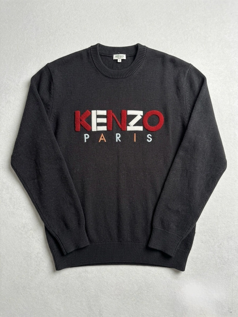 Kenzo Black Crewneck with Red and White Logo